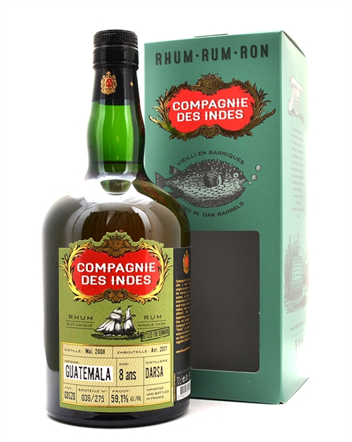 Compagnie des Indes 2008/2017 Darsa 8 år Guatemala Single Cask Rom 70 cl 59,1%