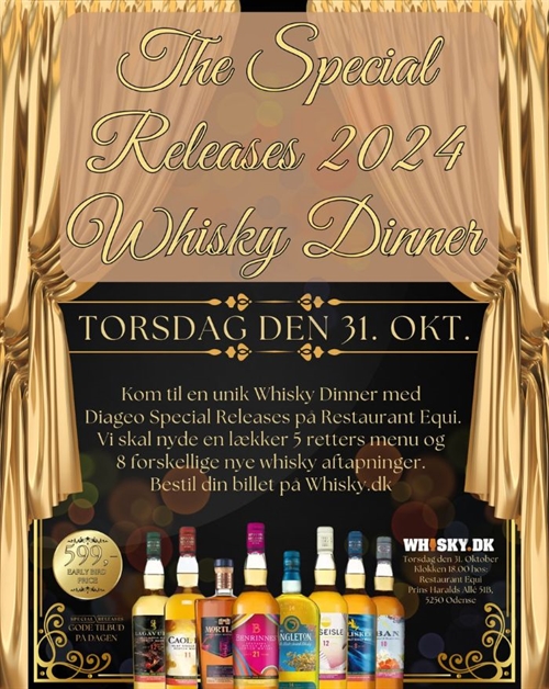 The Special Releases Whisky Dinner kl 18.00 i Odense på Restaurant Equi