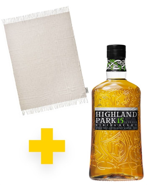 Highland Park 15 år med Plaid Viking Heart Single Orkney Malt Whisky 44%