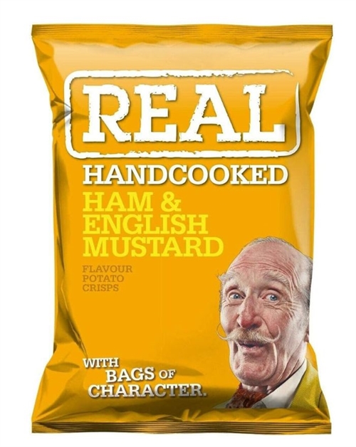 REAL Hand Cooked Ham & English Mustard Chips 35g.