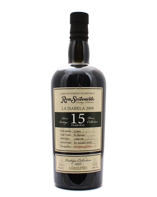 Ron Sostenible 15 år La Isabella Vintage Collection 2008 Dominikanske Republik Rom 70 cl 46%