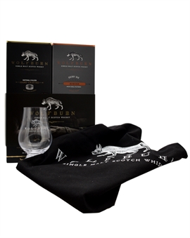 Wolfburn Pakke med Wolfburn First Edition, Aurora, Glencairn Glas m. Logo & Totebag Single Highland Malt Scotch Whisky 46-58%