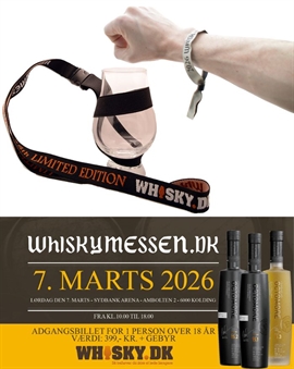 Entre Armbånd til WHISKYMESSEN 2026 - SENDES MED POSTNORD - armbånd og glas