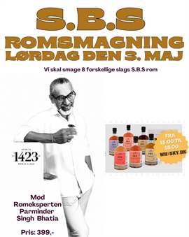 Romsmagning med SBS Rom - Lørdag den 3. maj kl.15.00 hos Whisky.dk - PRINT SELV BILLET